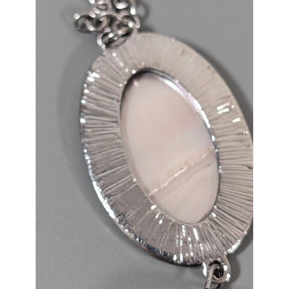 Boho Coastal Chic Abalone Shell Chain Tassel Rhinestone Necklace Long 32" - Picture 9 of 10